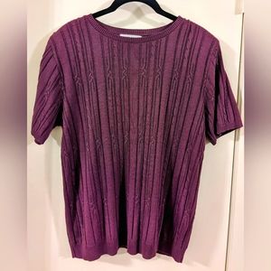 Alfred Dunner-Small Purple Short Sleeve Sweater